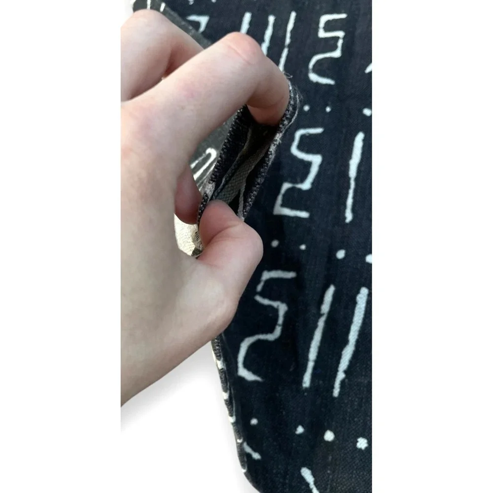 Vintage Paloma Picasso Motif Fabric Textile Curtain 1994 Mudcloth Black 50x81